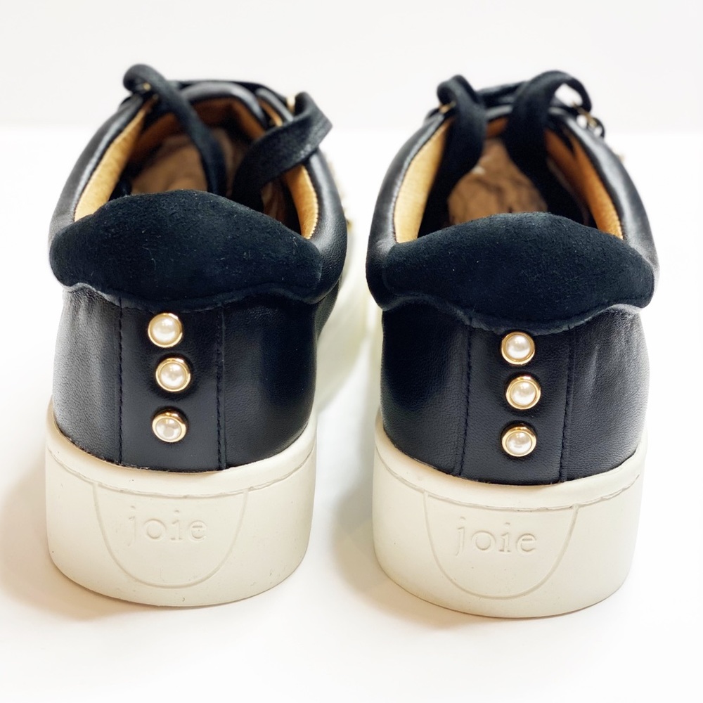 NEW Joie Handan Black Leather Pearl Sneakers - Picture 4 of 7